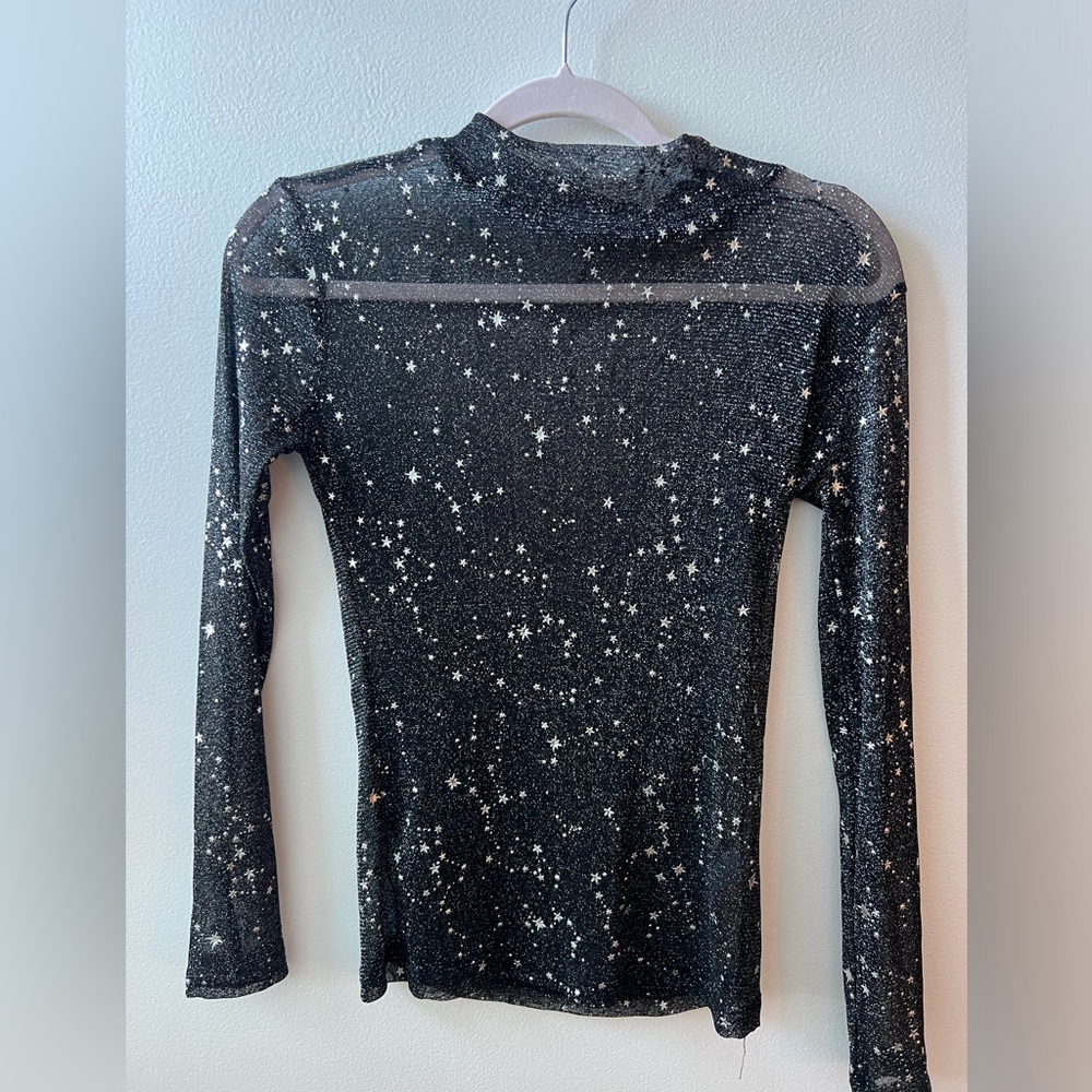Sheer Star High Neck Long Sleeve